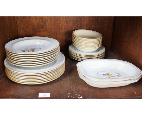 SECTION 33.  A Spode 'Queen's Bird' pattern Oven-to-Table dinner set of eight-each dinner plates, side plates, soup dish and 