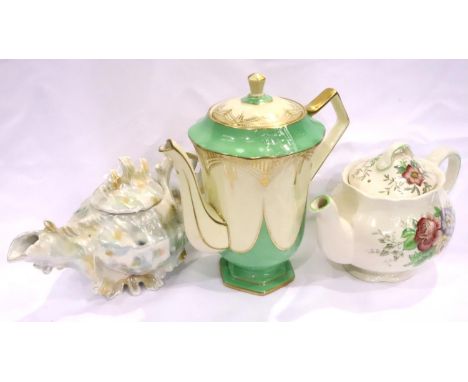 Two teapots by Doulton and Aynsley with a further novelty example (3). P&amp;P Group 3 (£25+VAT for the first lot and £5+VAT 