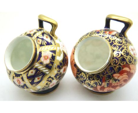 Two Royal Crown Derby open salts, H: 80 mm. No cracks, chips or visible restoration. P&amp;P Group 1 (£14+VAT for the first l