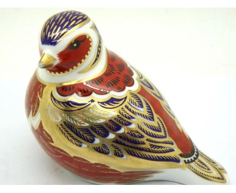 Royal Crown Derby Robin, with silver stopper, H: 70 mm. No cracks, chips or visible restoration. P&amp;P Group 1 (£14+VAT for