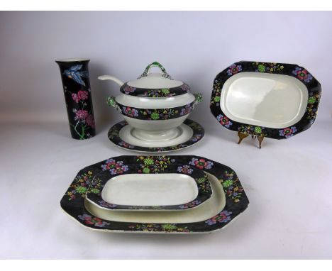 Early 20th century Copeland late Spode Soup Tureen, Cover, stand and three rectangular dishes RD  No. 637556, H27cm and a Woo