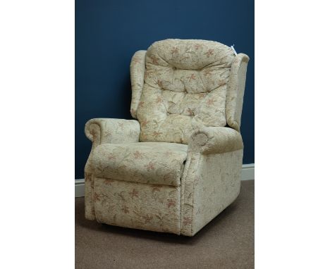 Celebrity electric riser reclining armchair upholstered in beige fabric (This item is PAT tested - 5 day warranty from date o