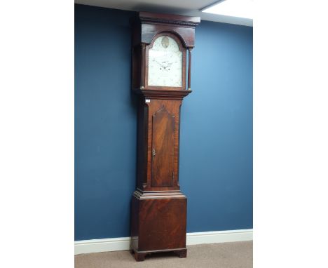 Early 19th century mahogany longcase clock, with reeded canted corners, eight day movement, painted dial with subsidiary seco