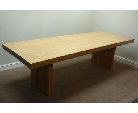 Large rectangular light oak dining table, 261cm x 100cm, H75cm   Condition Report   Click here for further images, condition,