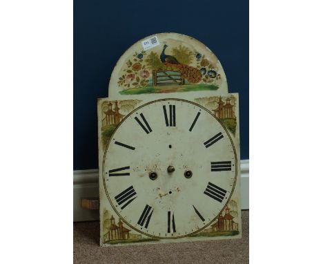 Early 19th century  painted enamel dial with eight day movement, striking on bell, CLOCKS & BAROMETERS - as we are not a reta