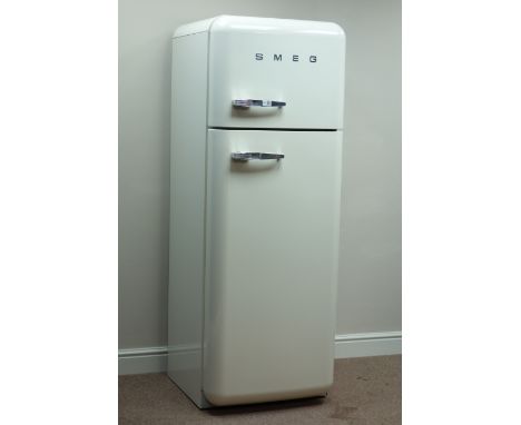Smeg fridge freezer, cream finish, W60cm (This item is PAT tested - 5 day warranty from date of sale)   Condition Report   Cl
