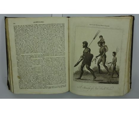 Books -  'System of Modern Geography' publish by Mackenzie & Dent 1817 with engraved plates and leather bound     Condition R