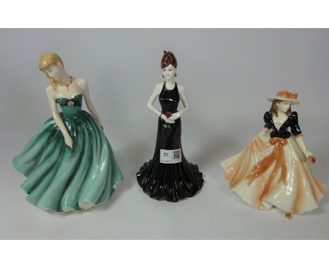 Royal Doulton figurine 'Sarah', Royal Worcester figure 'Caroline' and a Coalport figurine (3)   Condition Report   Click here