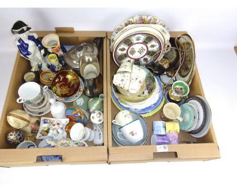 Staffordshire Napoleon jug, Chokin, Wedgwood, Spode, Commemorative and other ceramics in two boxes    Condition Report   Clic