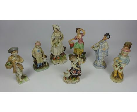 Two Victorian Staffordshire figures, late 19th Century continental match stick holder of a boy with dog, late 19th Century co