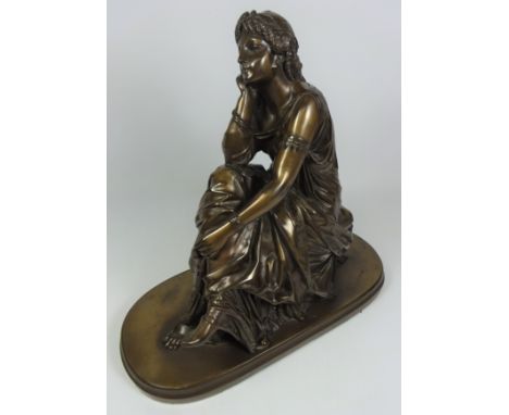 Bronzed model of a seated female, after Schoenewerk, H33cm including plinth    Condition Report   Click here for further imag