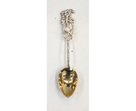 Set of 10 Chinese silver teaspoons by Sing Fat, Canton early 20th century, the finials with pierced decoration of birds eatin