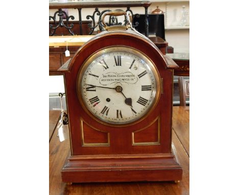 Georgian brass mounted mahogany bracket clock,  inscribed "The Moving Finger" and having a white painted circular dial with R
