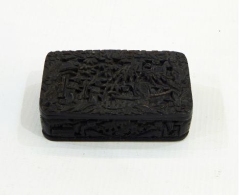 Chinese Canton tortoiseshell snuff box with inscription "From China by Magnus W J Owen to William Owen 1861" with carved Orie