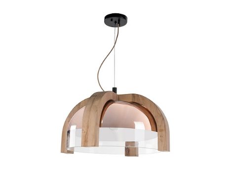 { Option of lots:  379b, 379c, 379d, 379e, 379f } } } } } L251 Cocoon  Pendant Lighting 43cm Pu.Natural Oak & Copper Gls(Uk) 