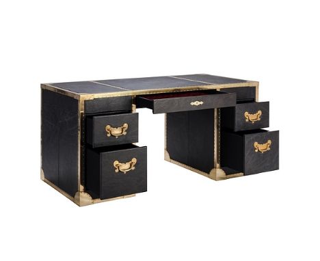Cumberland Desk Old Saddle Black & Vintage Brass 160x80x76cm RRP  £ 5772