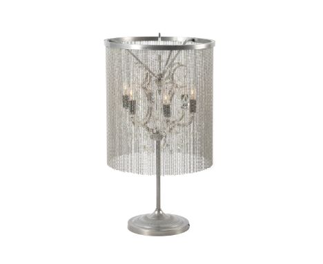 { Option of lots:  6055, 6056 } } Chainmail Crystal Table Lamp Grey(Uk) The Chainmail Crystal chandelier is a modernised cont
