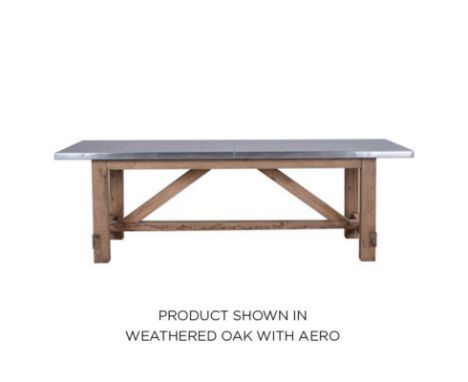 Boston Dining Table 240cm Weathered Oak &amp; Aero distressed Aero aluminium top gives a modern twist to this classic dining 