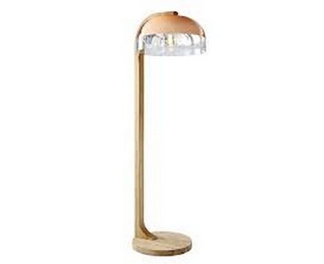 { Option of lots:  378 } } } } } L252 Cocoon Floor Lamp Pu.Natural Oak & Copper Gls(Uk) 60x55x190cm RRP  £ 2379
