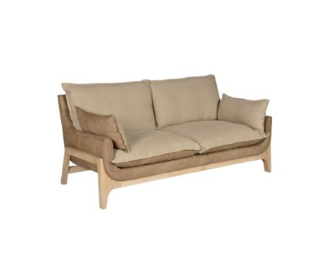 F302 Woodnest Sofa 2 Seater Reverse Stitching  Cheyen & Ln & Bn Natural Oak 166x90x77cm RRP  £ 3453