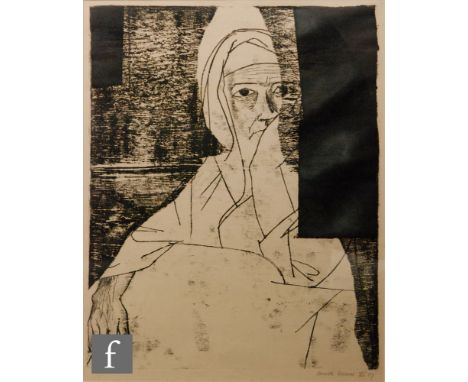 Derrick Greaves (B. 1927)- Resting figure, lithograph, signed and dates '57, framed, 61cm x 48cm. 