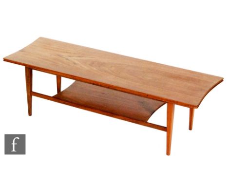 Richard Hornby for Fyne Ladye Furniture - Originally retailed by Heals, a teak coffee table of rectangular form with concave 