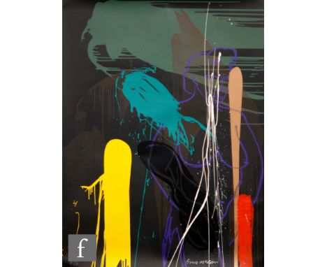 Bruce McLean (B. 1944) - 'Vertical Dusk', screen print, signed in pencil, unframed, 149cm x 117cm. 