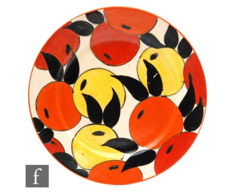 Clarice Cliff - Oranges &amp; Lemons - A circular side plate circa 1934, hand painted with fruit and foliage with fine orange