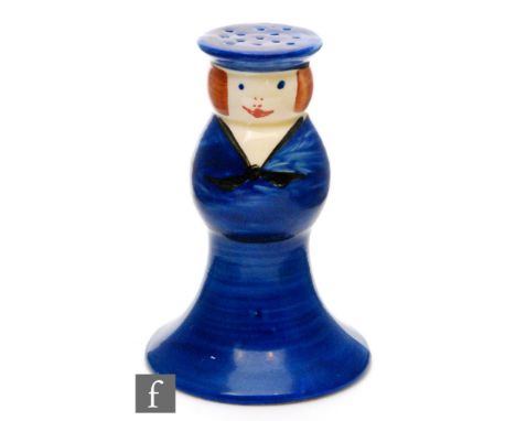 Clarice Cliff - United Services - A pepper pot in the form of a sailor with dark blue sailor suit, unmarked, height 9cm. 