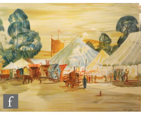 Clifford Frith R.B.A (B. 1924) - Evening at the fair, lithograph, signed in the stone, framed, 72cm x 97cm. 