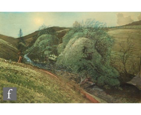 Piers Brown (Contemporary) - 'Evening: Burdale Beck, Raydale', etching, signed in pencil and dated '86, numbered 13/75, frame
