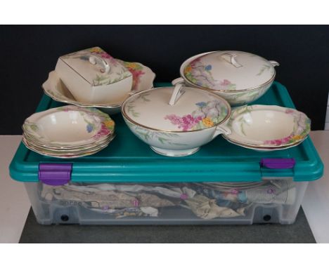 A vintage Moorland Crownford floral patterned dinner service contained within two boxes. 