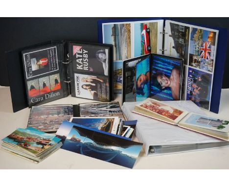 A collection of mixed vintage and contemporary postcards contained within albums together with loose examples. 