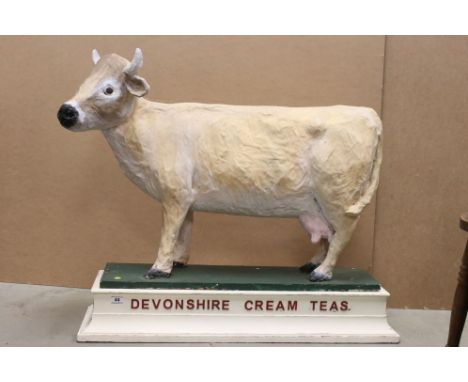 Large vintage papier mache cow advertising Devonshire Cream Teas 
