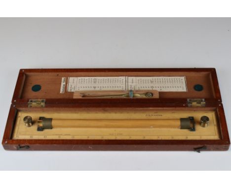 Mahogany Cased Naval rolling rule and compass, maker marked W.H. Harling of London. 