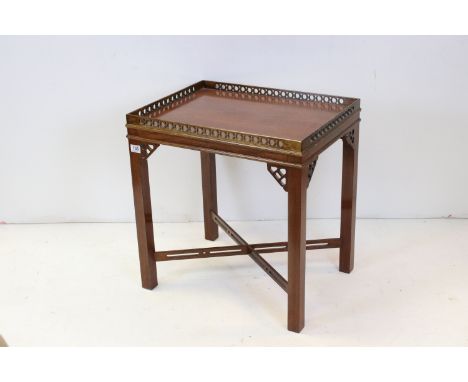 Mahogany Silver Table in the Chippendale manner with Pierced Gallery Rail, 62cms long x 64cms high 