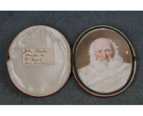 W French (early 19th century English), a portrait miniature on ivory of John Staveley, unsigned but with pen and ink inscribe