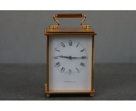 A contemporary quartz Swiss carriage clock, dial marked Tiffany &amp; Co. 