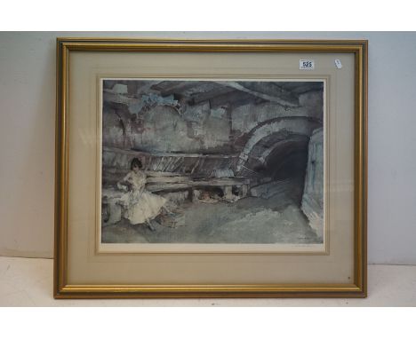 Sir William Russell Flint - signed print ' The Secret Retreat ' with gallery blindstamp, image 58xms x 43cms, framed and glaz