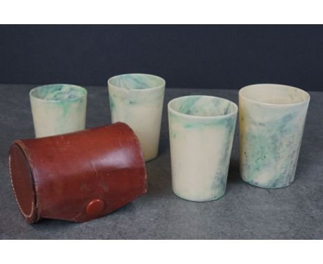 Set of vintage Bandalasta beakers in a leather case 