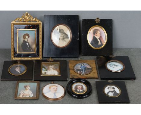 Quantity of portrait miniatures, to include a 19th century study of Oliver Cromwell after Sir Peter Lely, early 20th century 