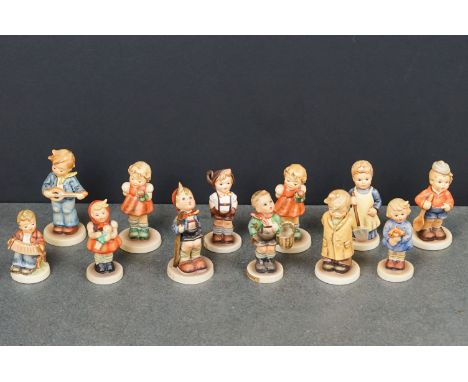 Collection of Twelve Goebel Hummel Figures including Garden Treasures, Puppet Princess x 2, Little Troubadour, For Keeps. Too
