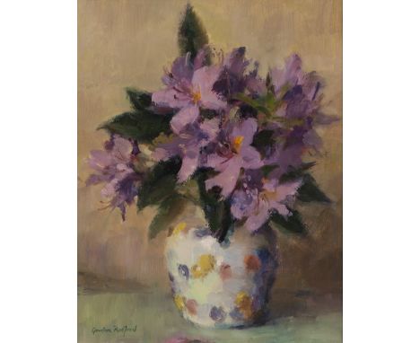 GORDON RADFORD (1036-2015)  OIL ON BOARD  Still life - Vase of flowers Signed  10" x 8" (25.4cm x 20.3cm) 