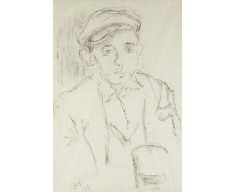 CHARCOAL DRAWING A YOUNG MAN WEARING A CAP Signed with initials SH and dated (19)63 lower left 21" x 14 1/4" (53.5 x 36cm) an