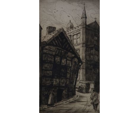 LEONARD BREWER ORIGINAL ETCHING 'Poets Corner, Manchester' Signed and titled in pencil 13" x 7" (33 x 18cm)