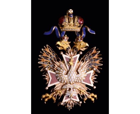 Russia, Order of the White Eagle, a privately-made neck badge of reduced size and high quality, in two-colour gold and enamel
