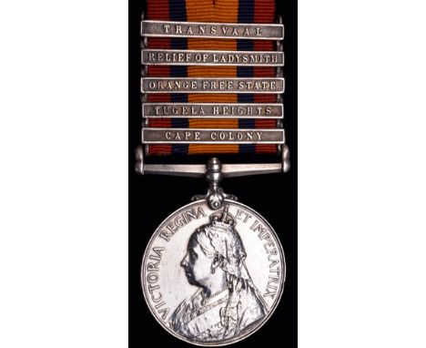 Queen’s South Africa, 1899-1902, 2nd type reverse, 5 clasps, Cape Colony, Tugela Heights, Orange Free State, Relief of Ladysm