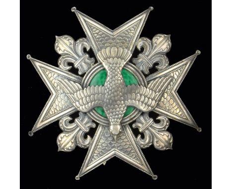 France, Copy: Order of the Saint-Esprit, a breast star in the style of a Restoration piece, in silver with Dove over a green 