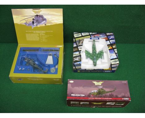 Three aviation models to comprise: Corgi Cobra Helicopter USS1208, Corgi Sea King Helicopter AA33401 and a Franklin Mint B11E