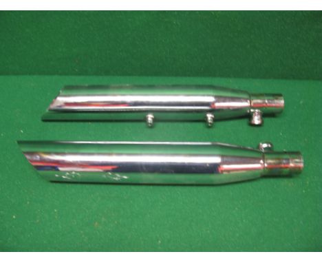 Pair of Remus custom exhaust pipes with two mounting threaded spigots believed to be for a Harley Davidson motorbike - 23.25"